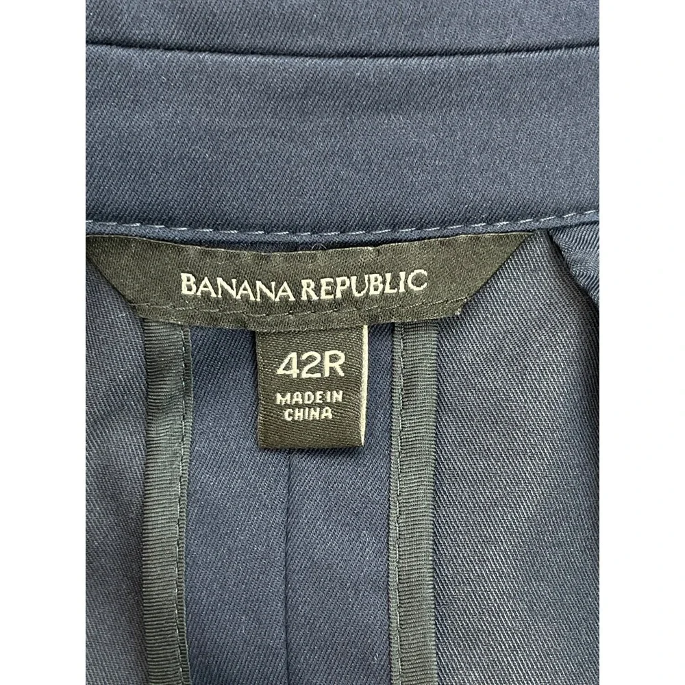 Banana Republic Blazer Mens 42R Navy Blue Cotton Blend Stretch Slim Fit 2-Button